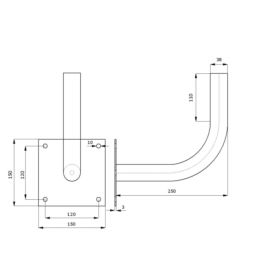 Metallist seinakinnitusklamber Ø38mm L250